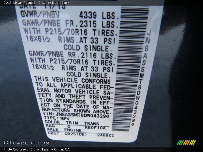 Graphite Blue / Black 2013 Nissan Rogue S