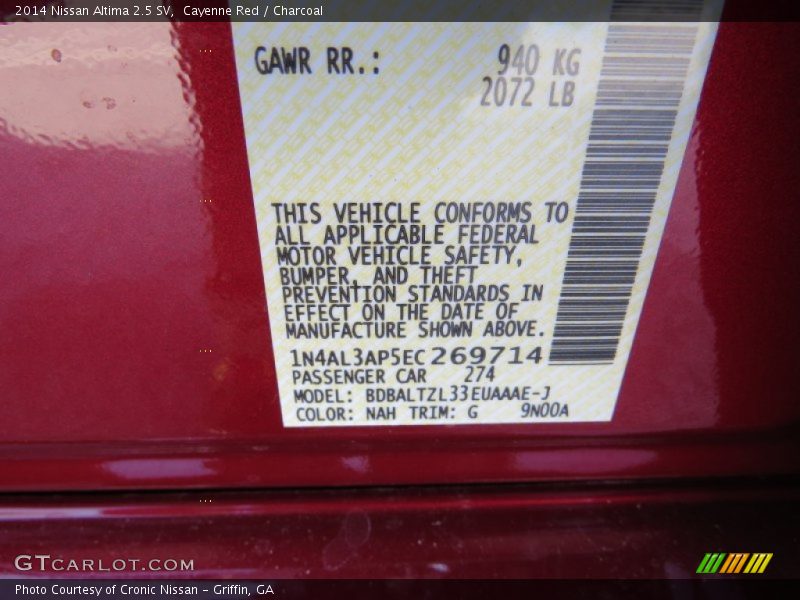 Cayenne Red / Charcoal 2014 Nissan Altima 2.5 SV