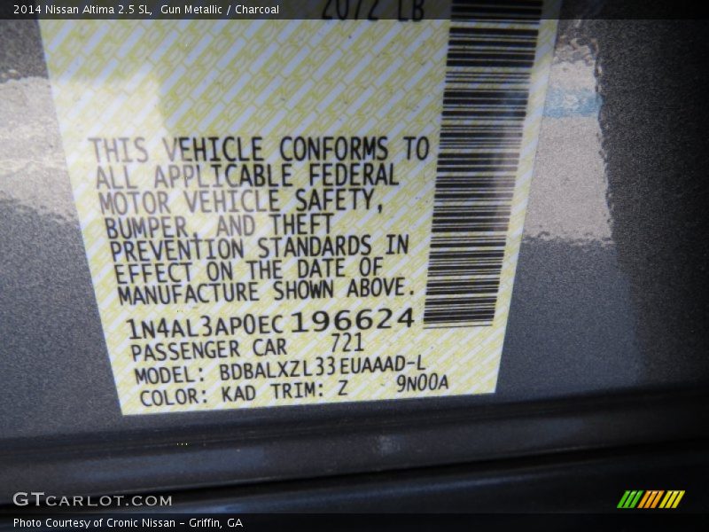 Gun Metallic / Charcoal 2014 Nissan Altima 2.5 SL