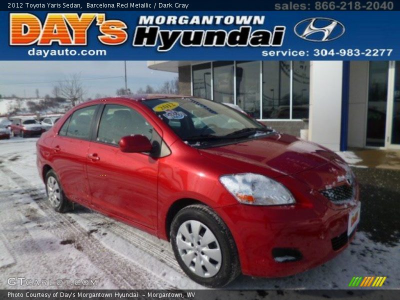 Barcelona Red Metallic / Dark Gray 2012 Toyota Yaris Sedan
