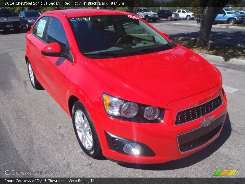 Red Hot / Jet Black/Dark Titanium 2014 Chevrolet Sonic LT Sedan