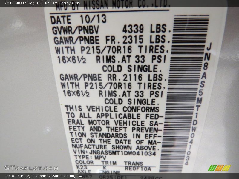 Brilliant Silver / Gray 2013 Nissan Rogue S
