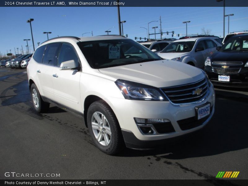 White Diamond Tricoat / Ebony 2014 Chevrolet Traverse LT AWD