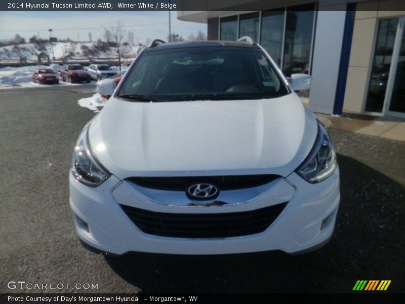 Winter White / Beige 2014 Hyundai Tucson Limited AWD