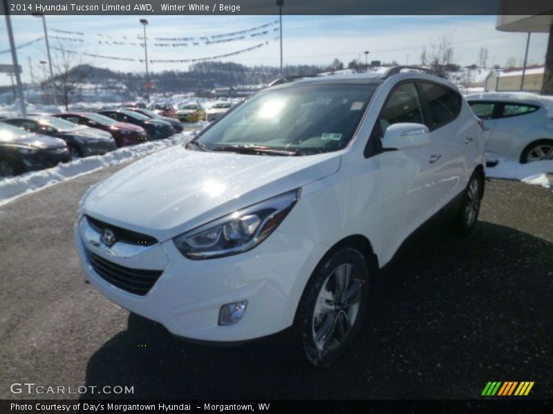 Winter White / Beige 2014 Hyundai Tucson Limited AWD