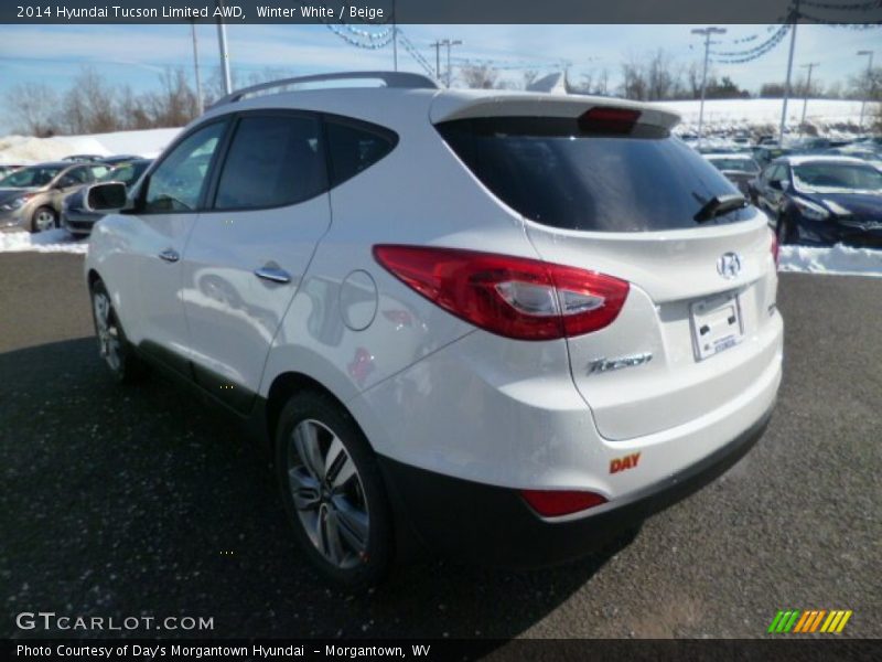 Winter White / Beige 2014 Hyundai Tucson Limited AWD