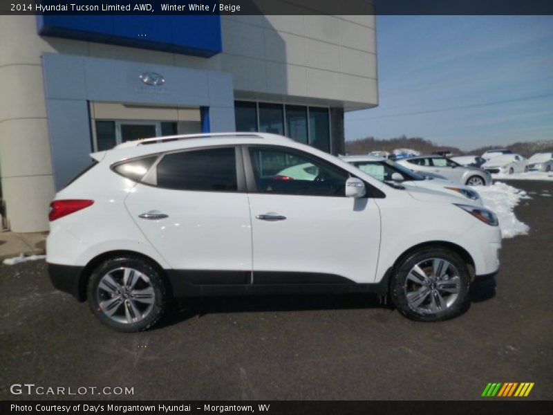 Winter White / Beige 2014 Hyundai Tucson Limited AWD