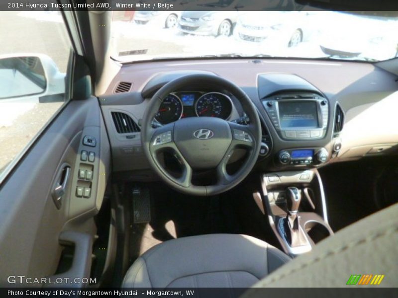 Winter White / Beige 2014 Hyundai Tucson Limited AWD