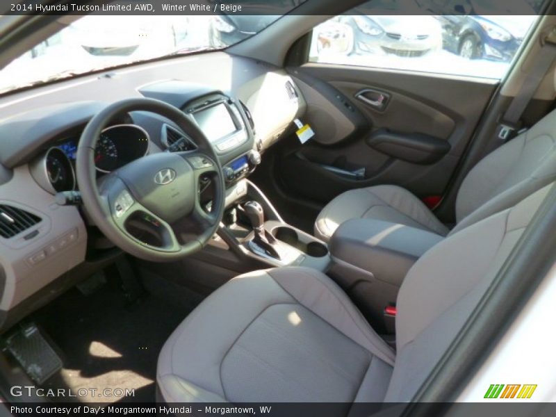 Winter White / Beige 2014 Hyundai Tucson Limited AWD