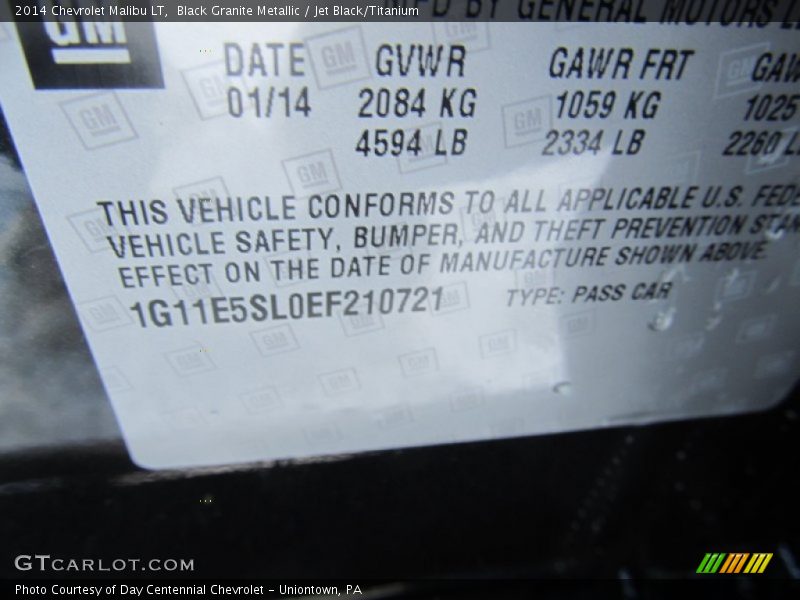 Black Granite Metallic / Jet Black/Titanium 2014 Chevrolet Malibu LT