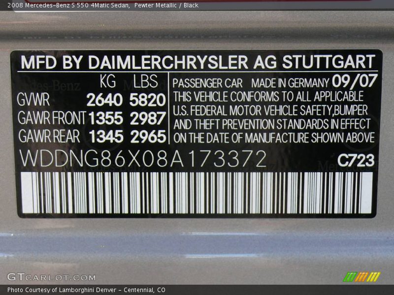 Pewter Metallic / Black 2008 Mercedes-Benz S 550 4Matic Sedan