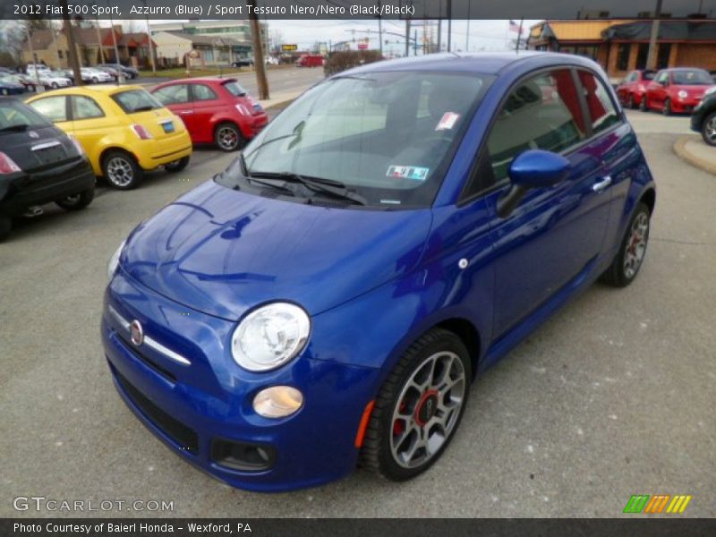 Azzurro (Blue) / Sport Tessuto Nero/Nero (Black/Black) 2012 Fiat 500 Sport
