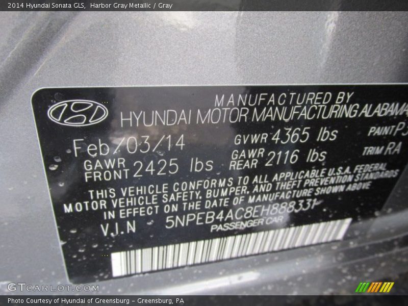 Harbor Gray Metallic / Gray 2014 Hyundai Sonata GLS