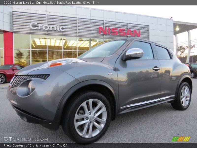 Gun Metallic / Black/Red Leather/Silver Trim 2012 Nissan Juke SL
