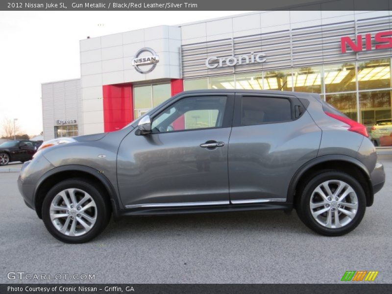 Gun Metallic / Black/Red Leather/Silver Trim 2012 Nissan Juke SL