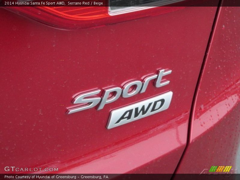 Serrano Red / Beige 2014 Hyundai Santa Fe Sport AWD