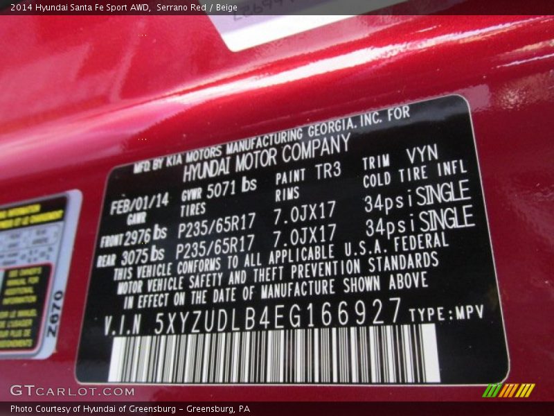 Serrano Red / Beige 2014 Hyundai Santa Fe Sport AWD