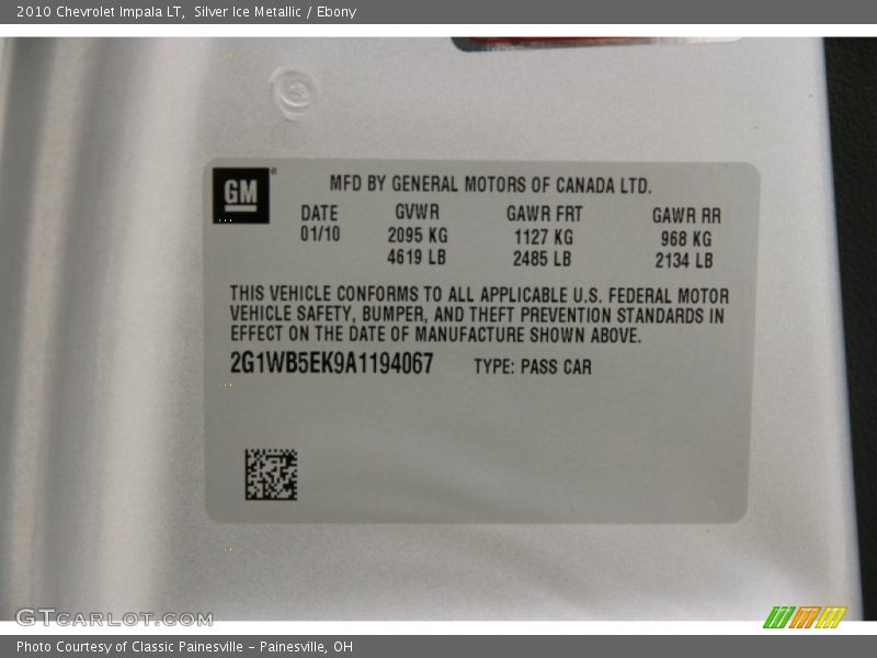 Silver Ice Metallic / Ebony 2010 Chevrolet Impala LT