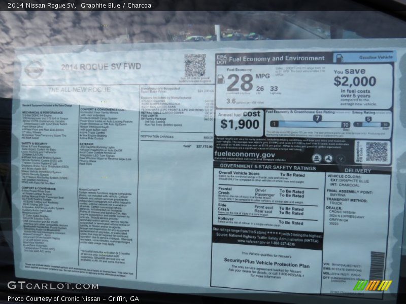  2014 Rogue SV Window Sticker