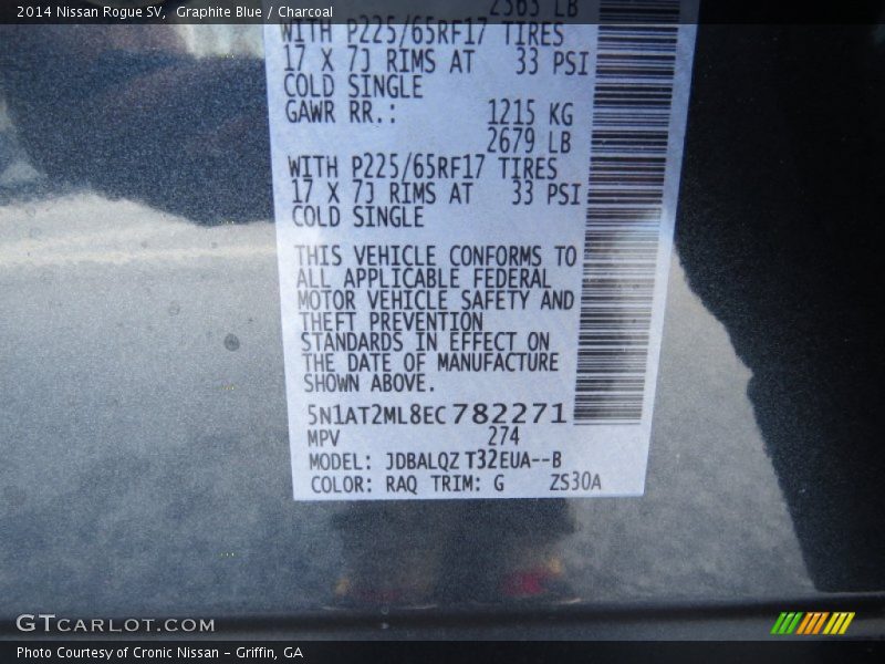 2014 Rogue SV Graphite Blue Color Code RAQ