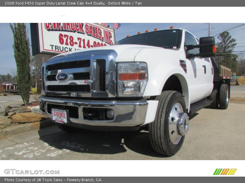 Oxford White / Tan 2008 Ford F450 Super Duty Lariat Crew Cab 4x4 Dually