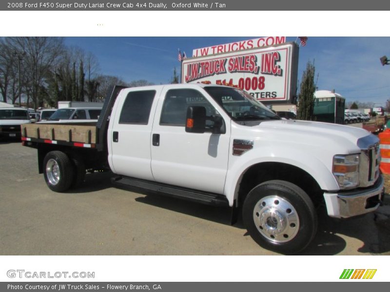 Oxford White / Tan 2008 Ford F450 Super Duty Lariat Crew Cab 4x4 Dually