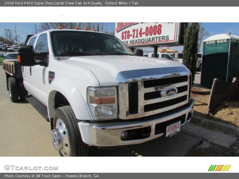 Oxford White / Tan 2008 Ford F450 Super Duty Lariat Crew Cab 4x4 Dually