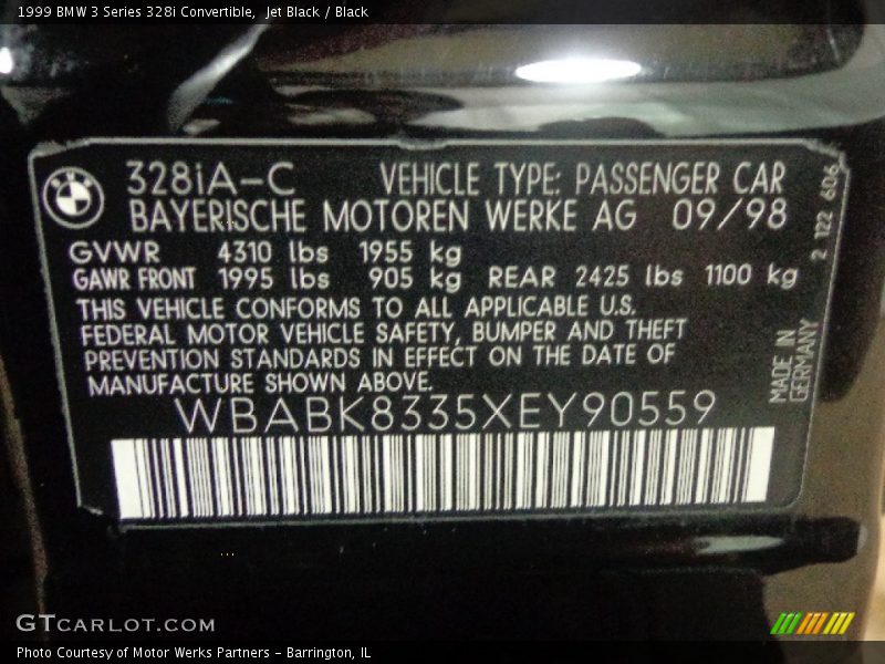 Jet Black / Black 1999 BMW 3 Series 328i Convertible
