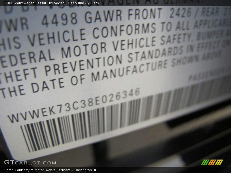 Deep Black / Black 2008 Volkswagen Passat Lux Sedan
