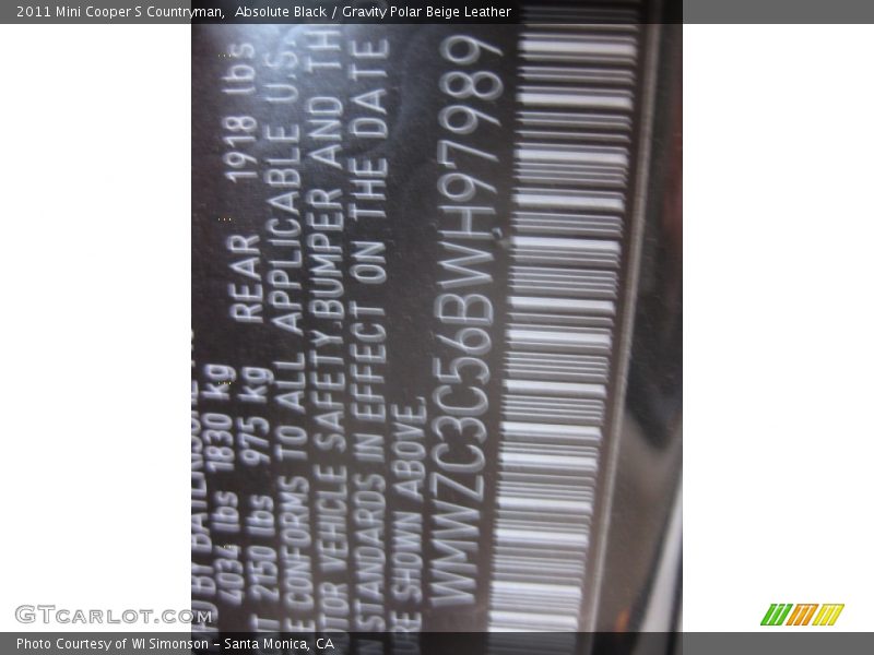 Absolute Black / Gravity Polar Beige Leather 2011 Mini Cooper S Countryman