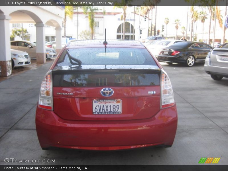 Barcelona Red Metallic / Dark Gray 2011 Toyota Prius Hybrid IV