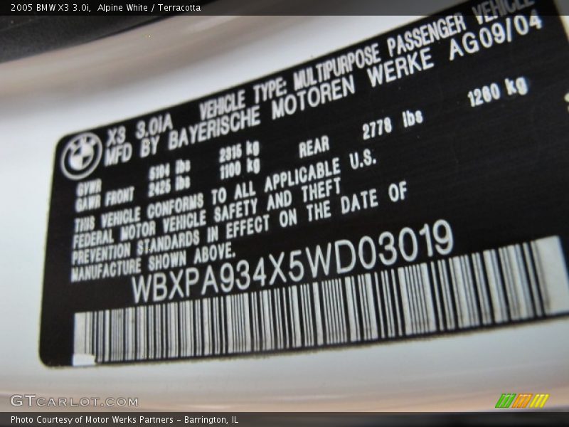 Alpine White / Terracotta 2005 BMW X3 3.0i