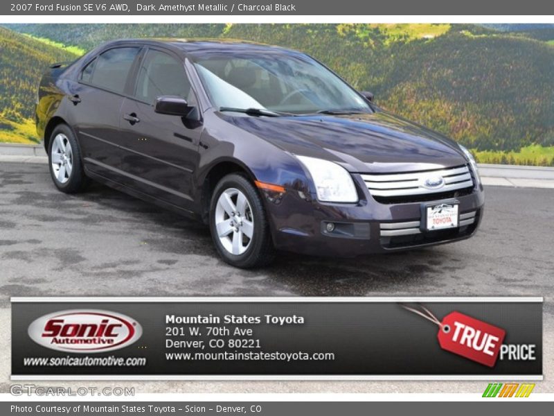 Dark Amethyst Metallic / Charcoal Black 2007 Ford Fusion SE V6 AWD