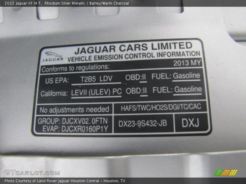 Rhodium Silver Metallic / Barley/Warm Charcoal 2013 Jaguar XF I4 T