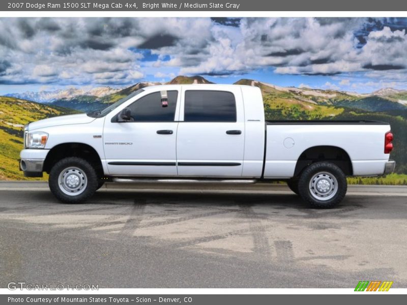 Bright White / Medium Slate Gray 2007 Dodge Ram 1500 SLT Mega Cab 4x4