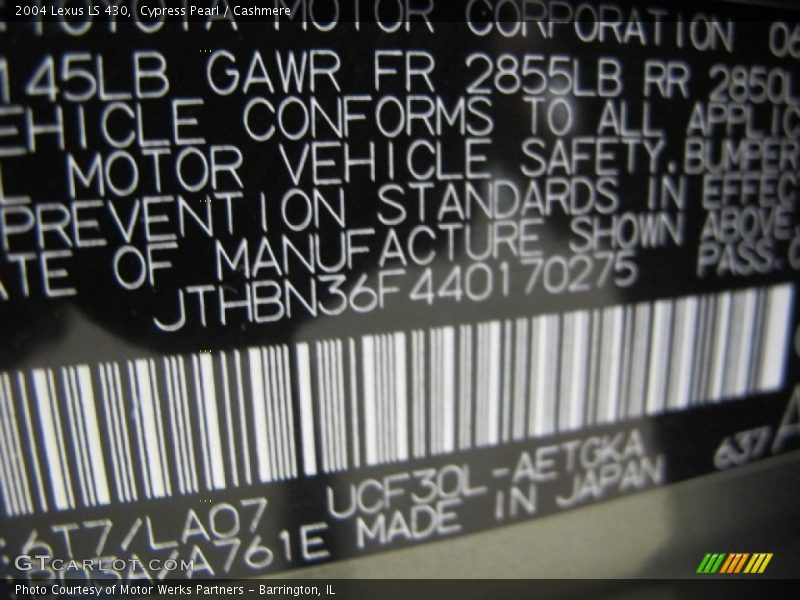 Cypress Pearl / Cashmere 2004 Lexus LS 430