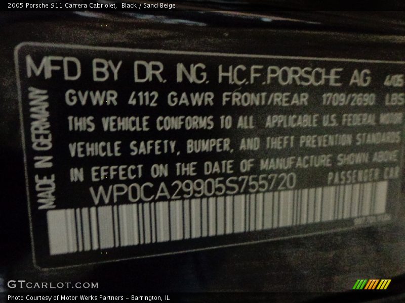 Black / Sand Beige 2005 Porsche 911 Carrera Cabriolet
