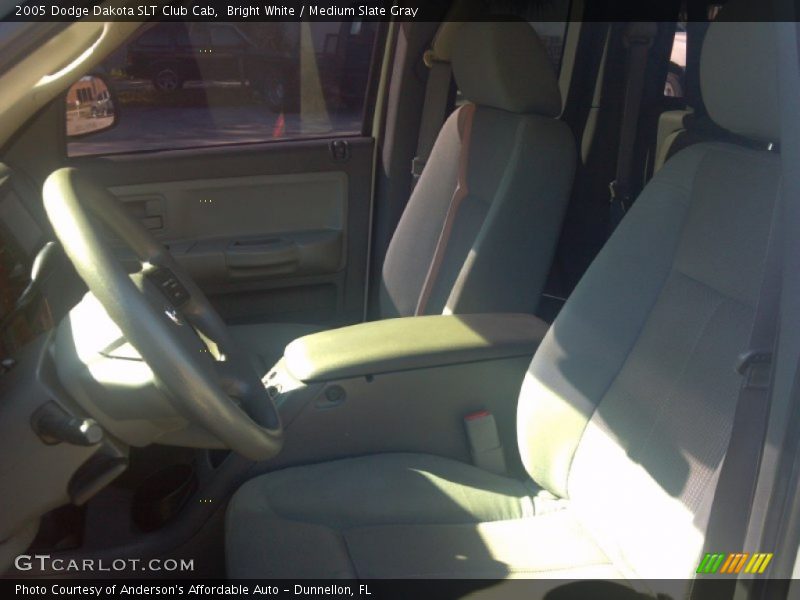 Bright White / Medium Slate Gray 2005 Dodge Dakota SLT Club Cab