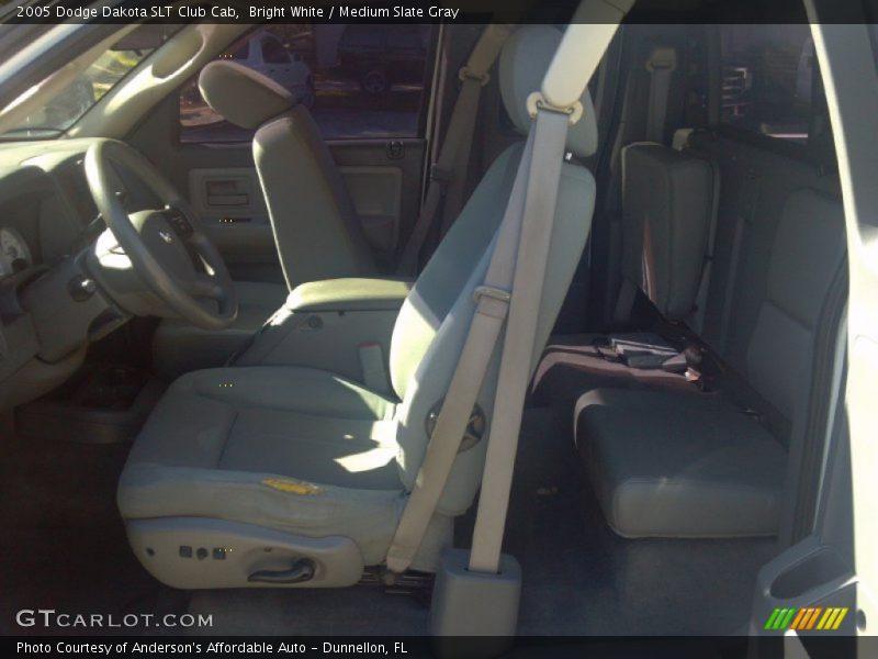 Bright White / Medium Slate Gray 2005 Dodge Dakota SLT Club Cab