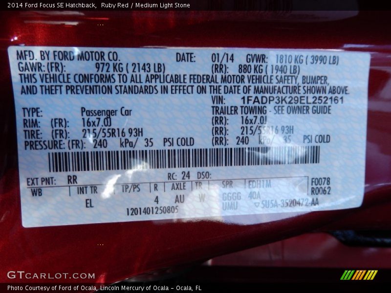Ruby Red / Medium Light Stone 2014 Ford Focus SE Hatchback
