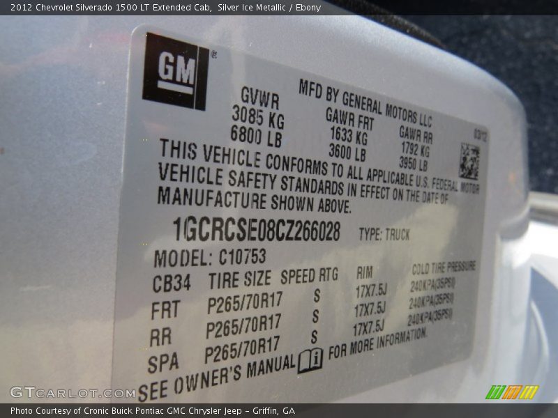 Silver Ice Metallic / Ebony 2012 Chevrolet Silverado 1500 LT Extended Cab