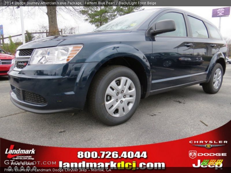 Fathom Blue Pearl / Black/Light Frost Beige 2014 Dodge Journey Amercian Value Package