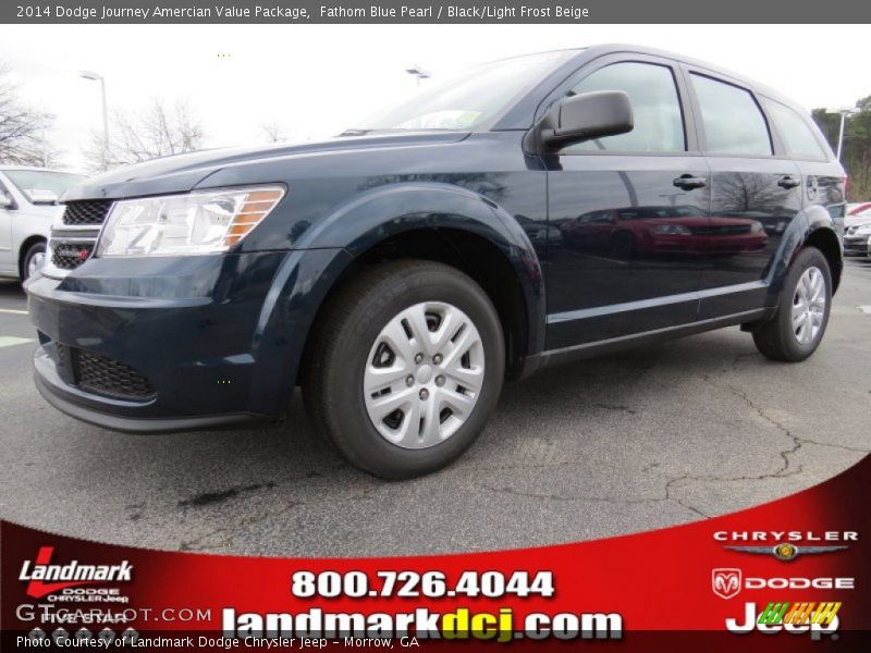 Fathom Blue Pearl / Black/Light Frost Beige 2014 Dodge Journey Amercian Value Package