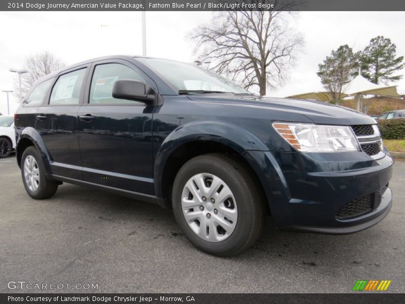 Fathom Blue Pearl / Black/Light Frost Beige 2014 Dodge Journey Amercian Value Package