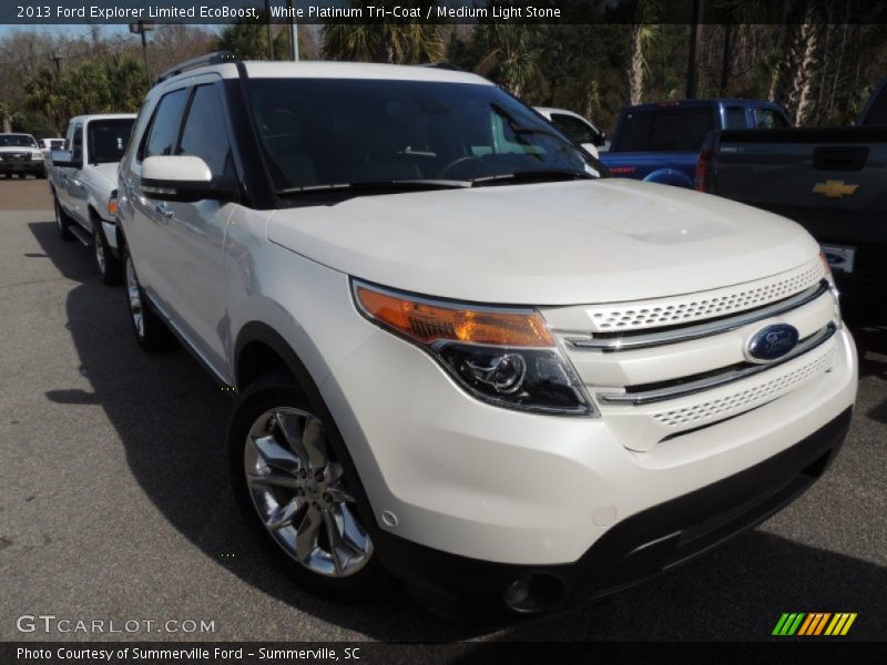 White Platinum Tri-Coat / Medium Light Stone 2013 Ford Explorer Limited EcoBoost