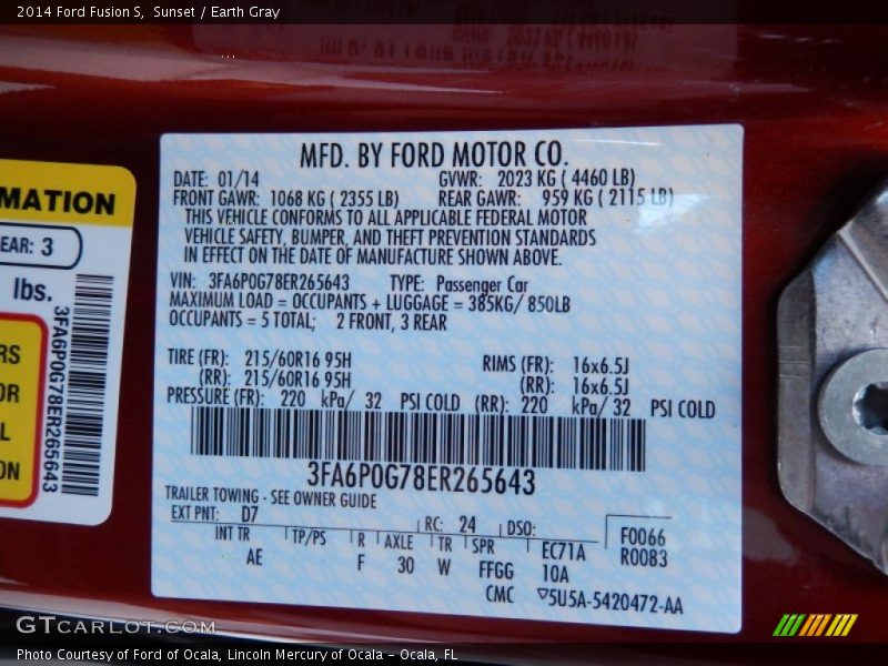 Sunset / Earth Gray 2014 Ford Fusion S