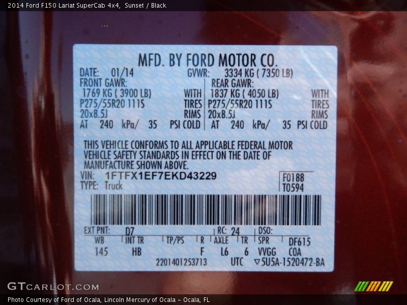 Sunset / Black 2014 Ford F150 Lariat SuperCab 4x4