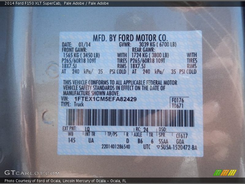 2014 F150 XLT SuperCab Pale Adobe Color Code LQ