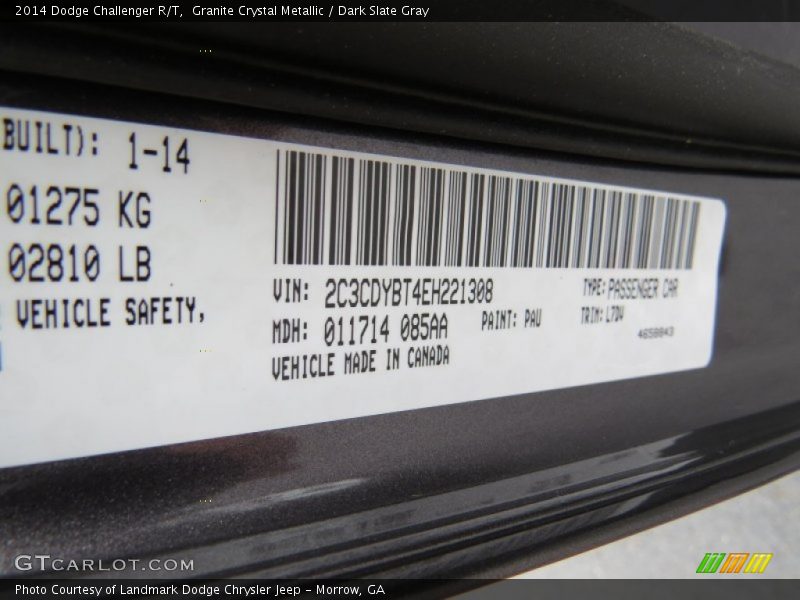 Granite Crystal Metallic / Dark Slate Gray 2014 Dodge Challenger R/T