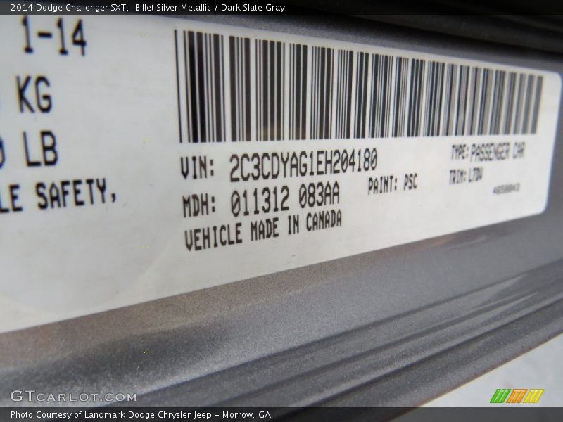 Billet Silver Metallic / Dark Slate Gray 2014 Dodge Challenger SXT
